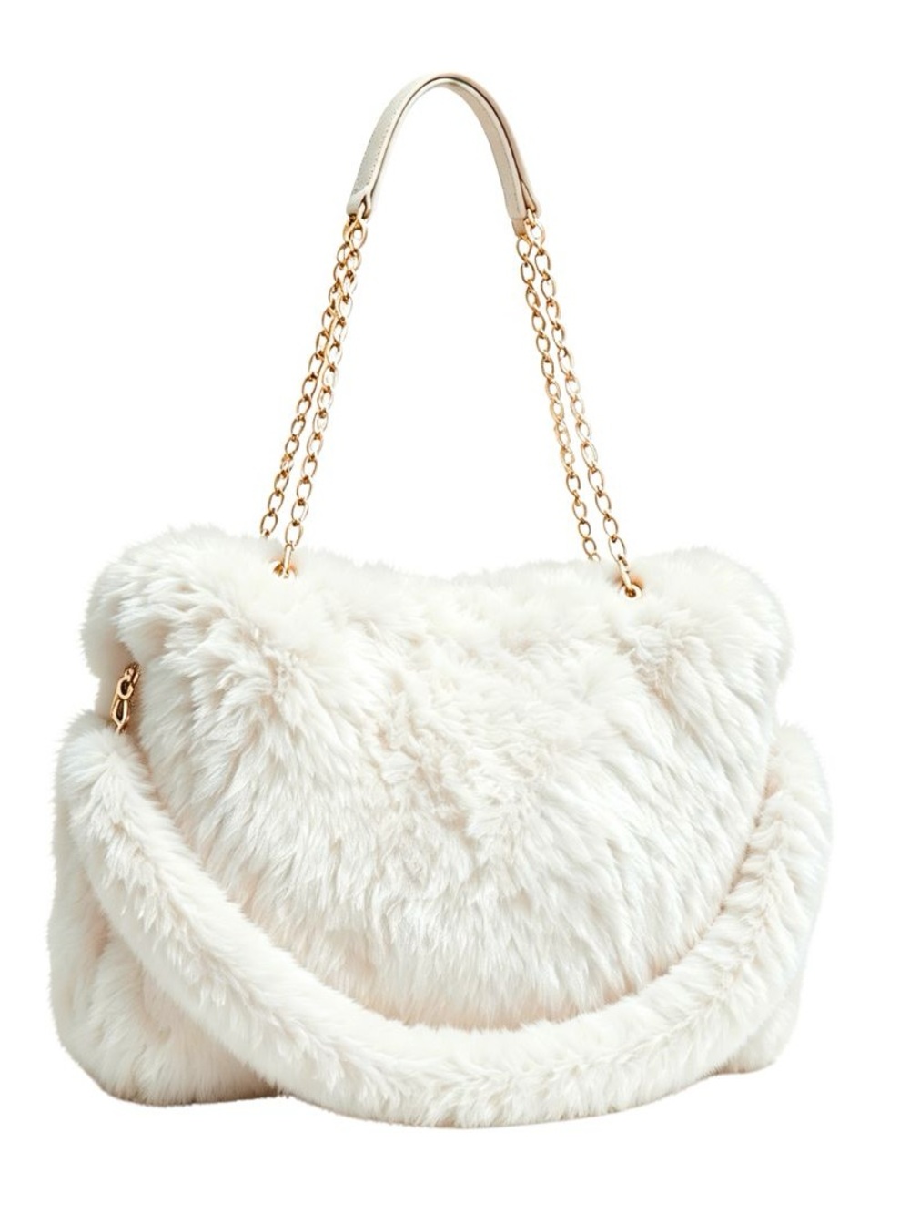 NEW RELEASE! Plush Faux Fur Shoulder Bag in Cream